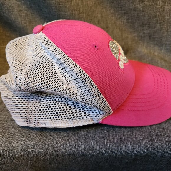 Girl's '47 Brand Pink/White Baltimore Orioles Heart Mesh Back Snapback Hat - Picture 5 of 9